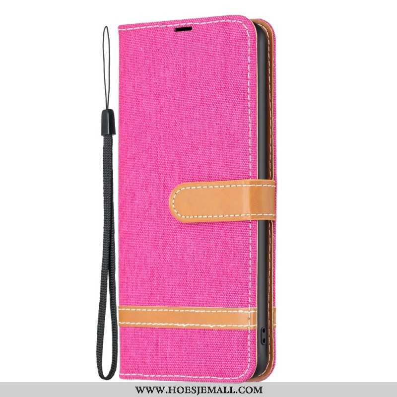 Folio-hoesje voor Xiaomi Redmi Note 12 5G Met Ketting Band Van Stof En Leereffect