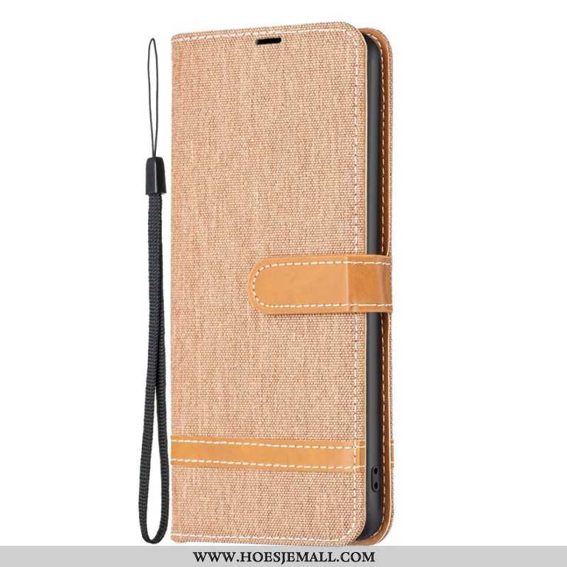 Folio-hoesje voor Xiaomi Redmi Note 12 5G Met Ketting Band Van Stof En Leereffect