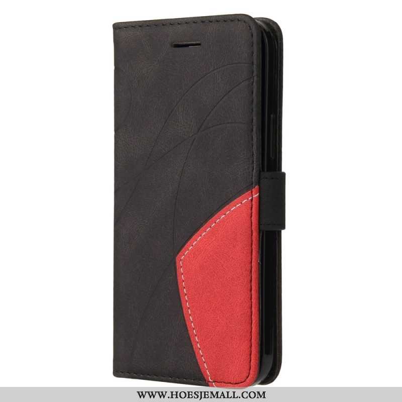 Flip Case voor Xiaomi Redmi Note 12 5G Met Ketting Tweekleurige Riem