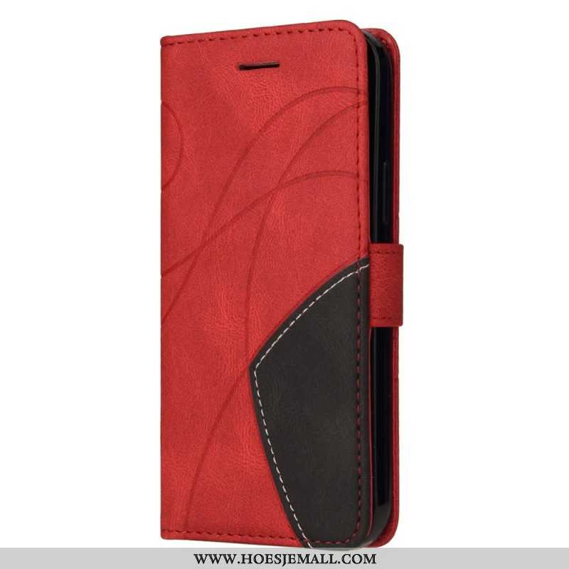 Flip Case voor Xiaomi Redmi Note 12 5G Met Ketting Tweekleurige Riem