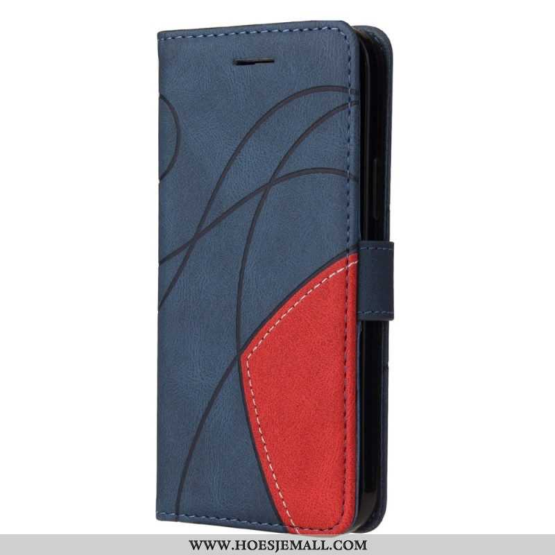 Flip Case voor Xiaomi Redmi Note 12 5G Met Ketting Tweekleurige Riem