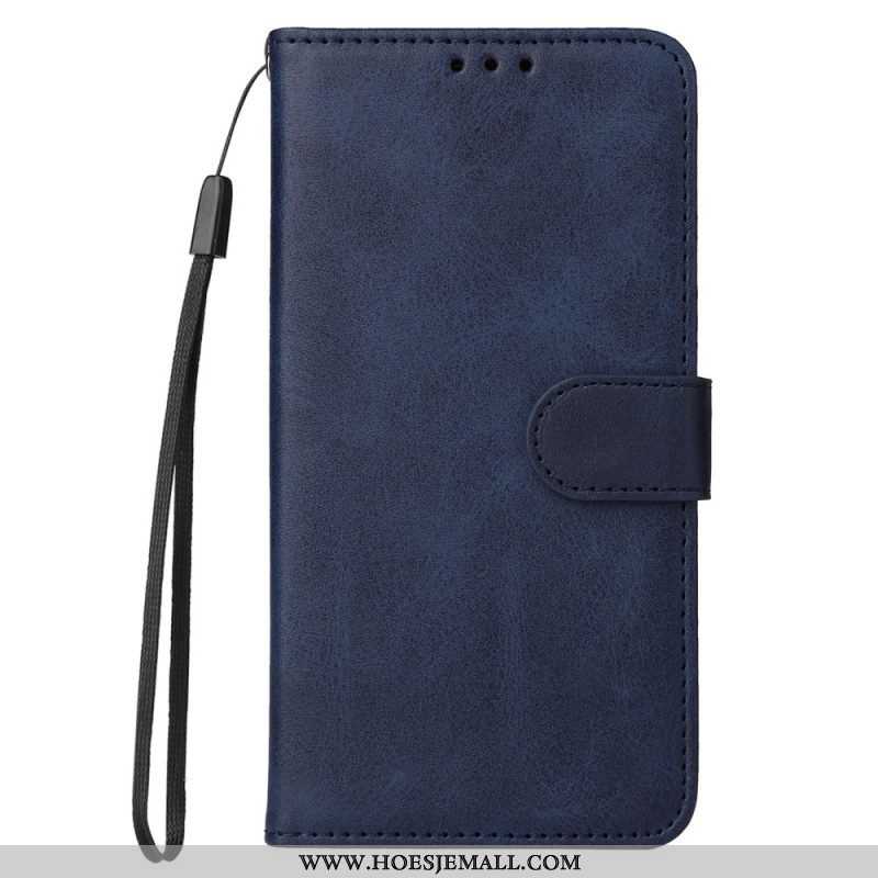 Flip Case voor Xiaomi Redmi Note 12 5G Met Ketting Effen Met Bandje