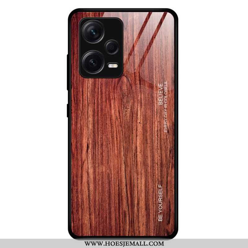 Hoesje voor Xiaomi Redmi Note 12 Pro Plus Houtdesign Gehard Glas