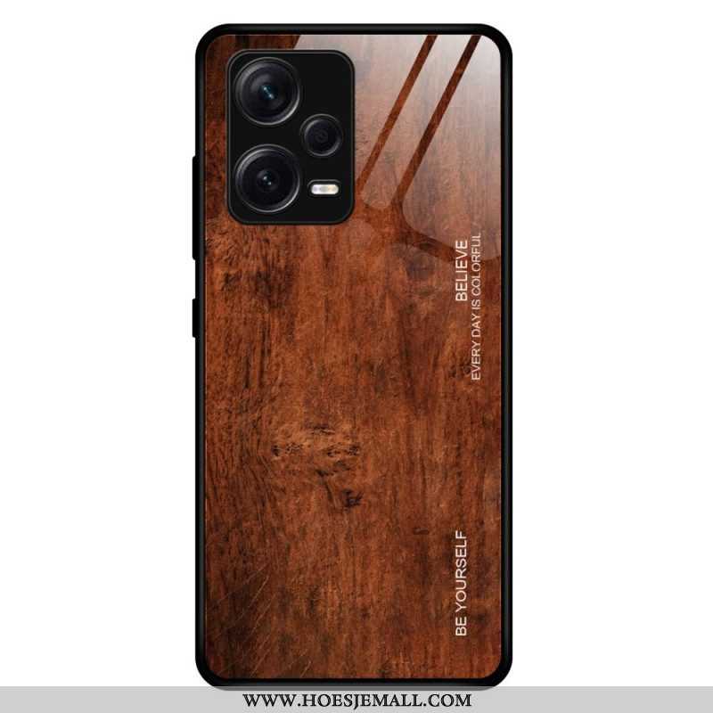 Hoesje voor Xiaomi Redmi Note 12 Pro Plus Houtdesign Gehard Glas