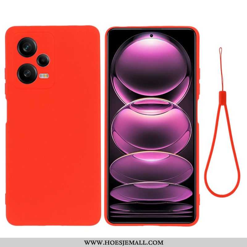 Telefoonhoesje voor Xiaomi Redmi Note 12 Pro Plus Vloeibare Siliconen Met Lanyard