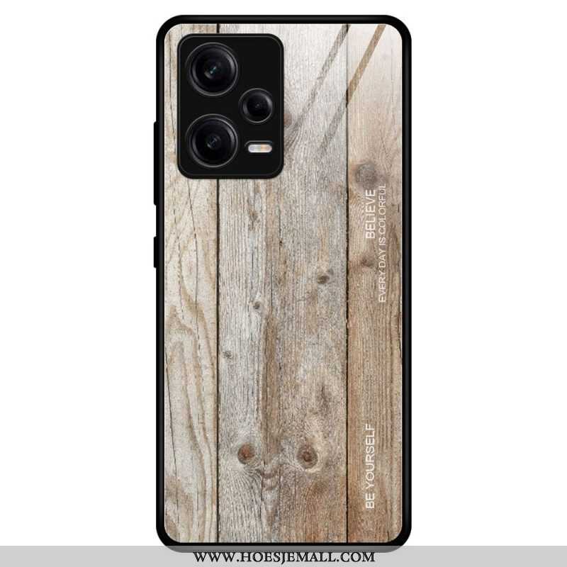 Telefoonhoesje voor Xiaomi Redmi Note 12 Pro Houtdesign Gehard Glas