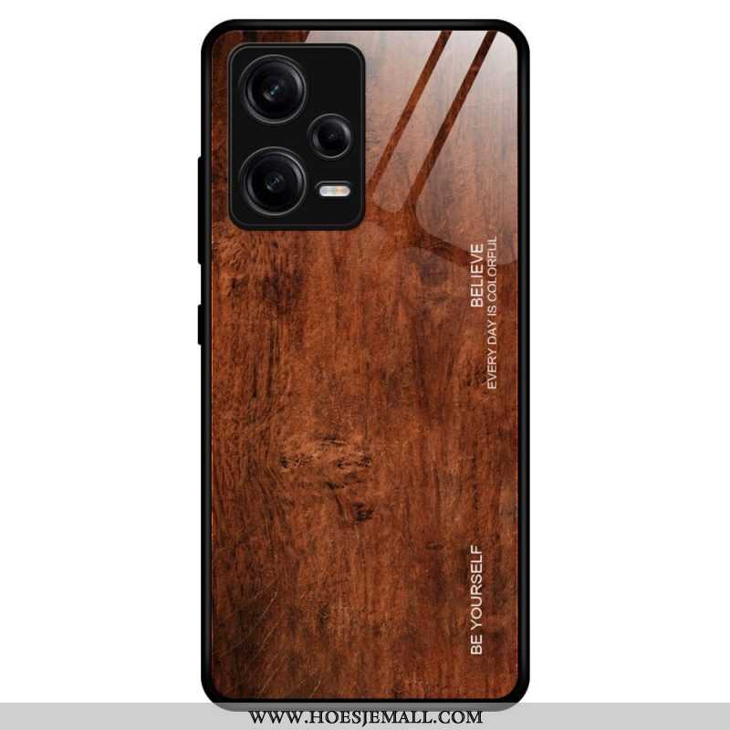 Telefoonhoesje voor Xiaomi Redmi Note 12 Pro Houtdesign Gehard Glas