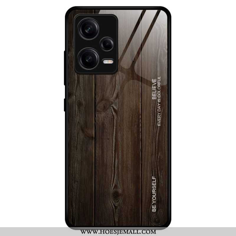 Telefoonhoesje voor Xiaomi Redmi Note 12 Pro Houtdesign Gehard Glas