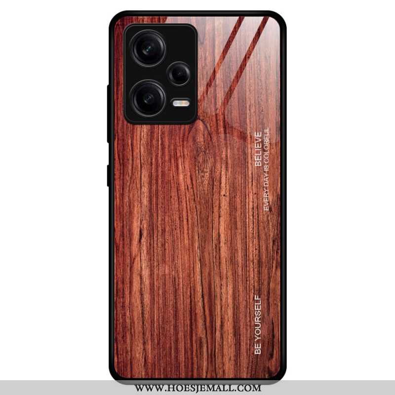 Telefoonhoesje voor Xiaomi Redmi Note 12 Pro Houtdesign Gehard Glas