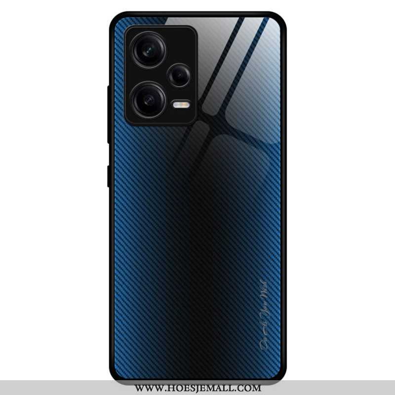 Hoesje voor Xiaomi Redmi Note 12 Pro Koolstofvezel Gehard Glas