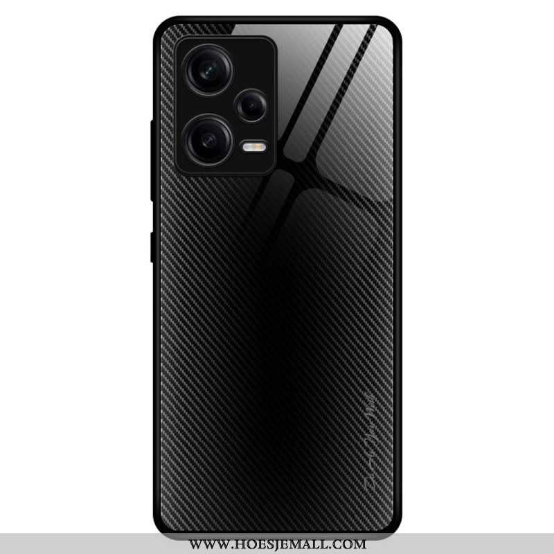 Hoesje voor Xiaomi Redmi Note 12 Pro Koolstofvezel Gehard Glas