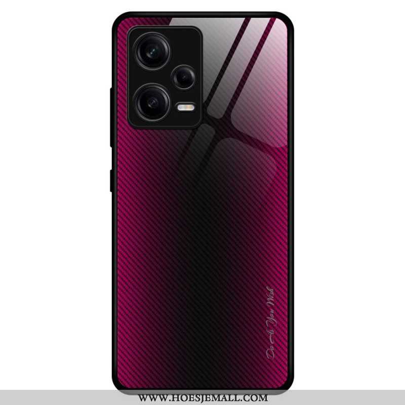 Hoesje voor Xiaomi Redmi Note 12 Pro Koolstofvezel Gehard Glas