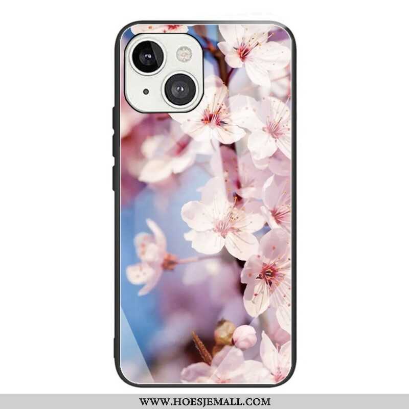 Hoesje voor iPhone 13 Mini Gehard Glas Realistische Bloemen