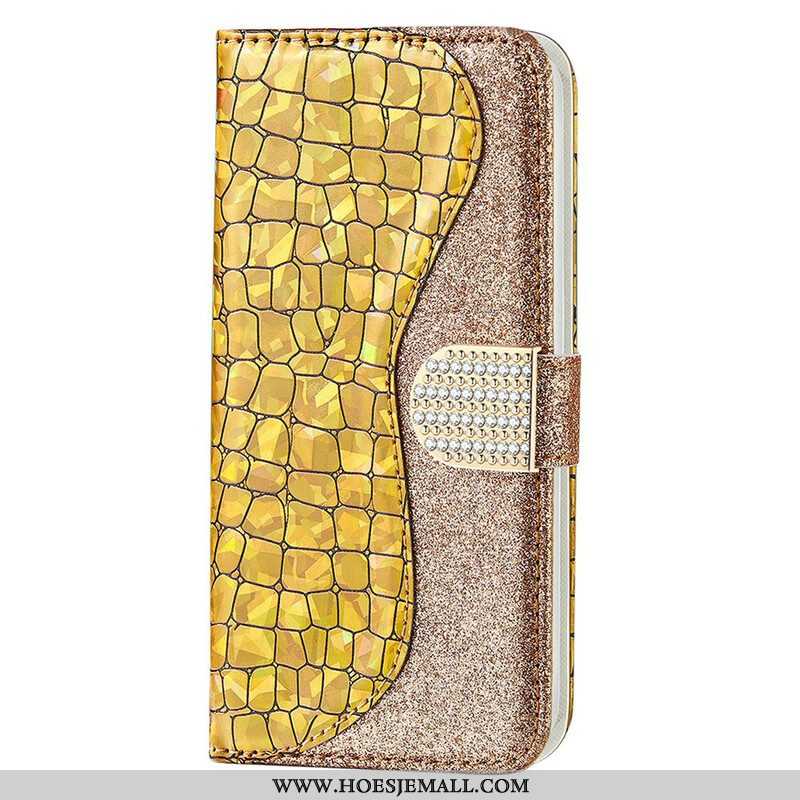 Folio-hoesje voor iPhone 13 Mini Krokodil Diamanten