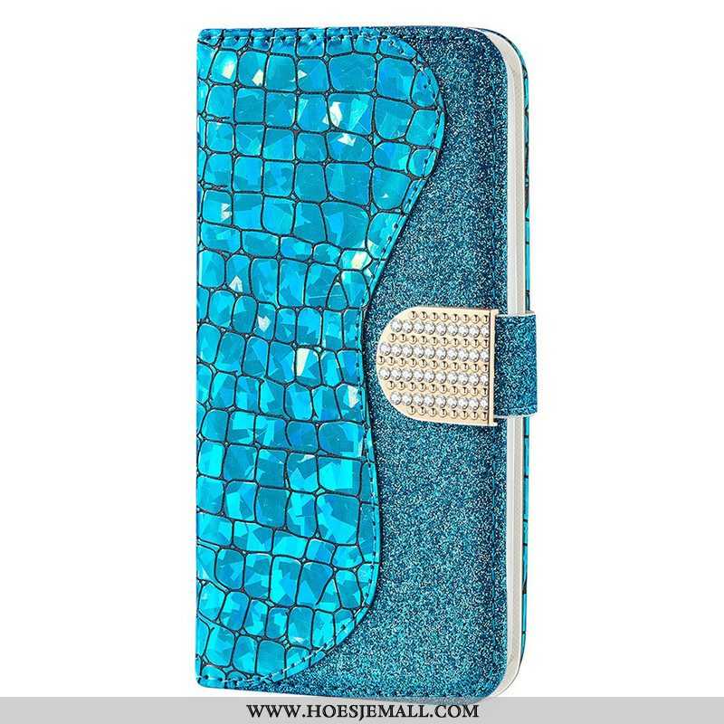 Folio-hoesje voor iPhone 13 Mini Krokodil Diamanten