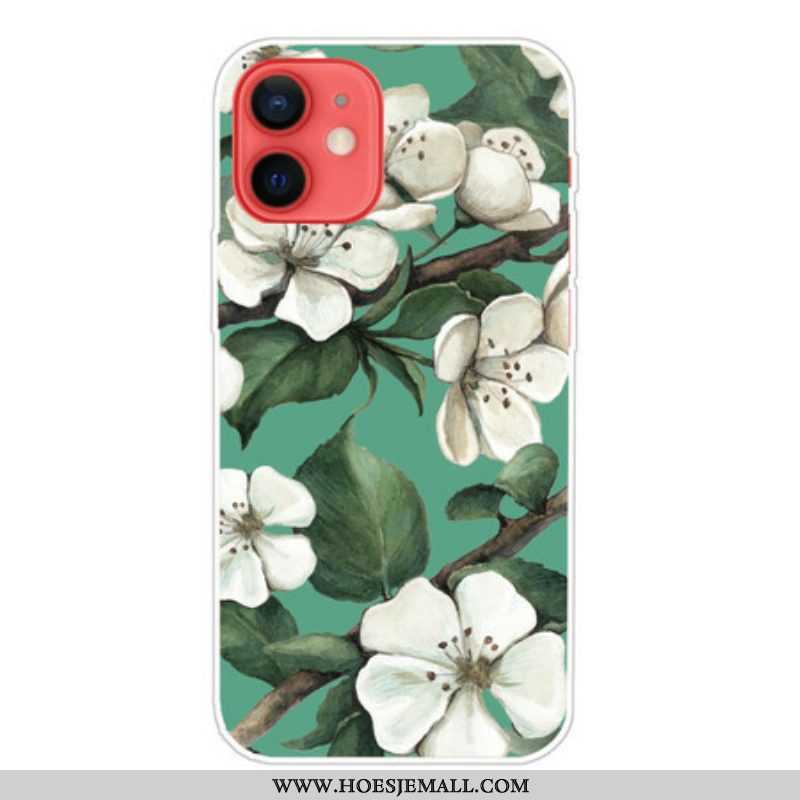 Hoesje voor iPhone 13 Mini Geschilderde Witte Bloemen