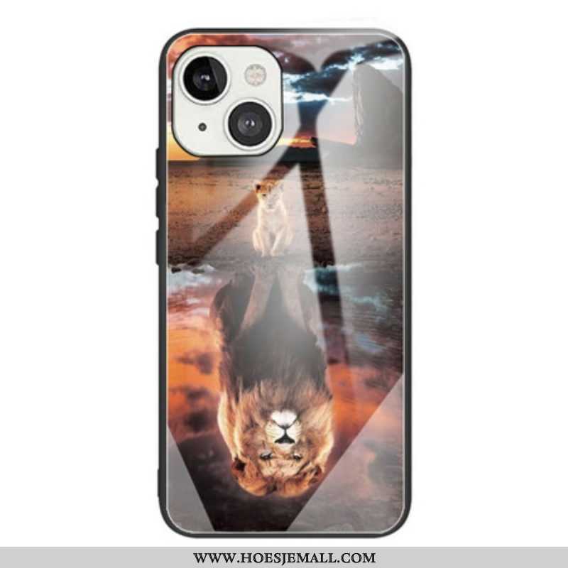 Hoesje voor iPhone 13 Mini Lion Cub's Dream Gehard Glas