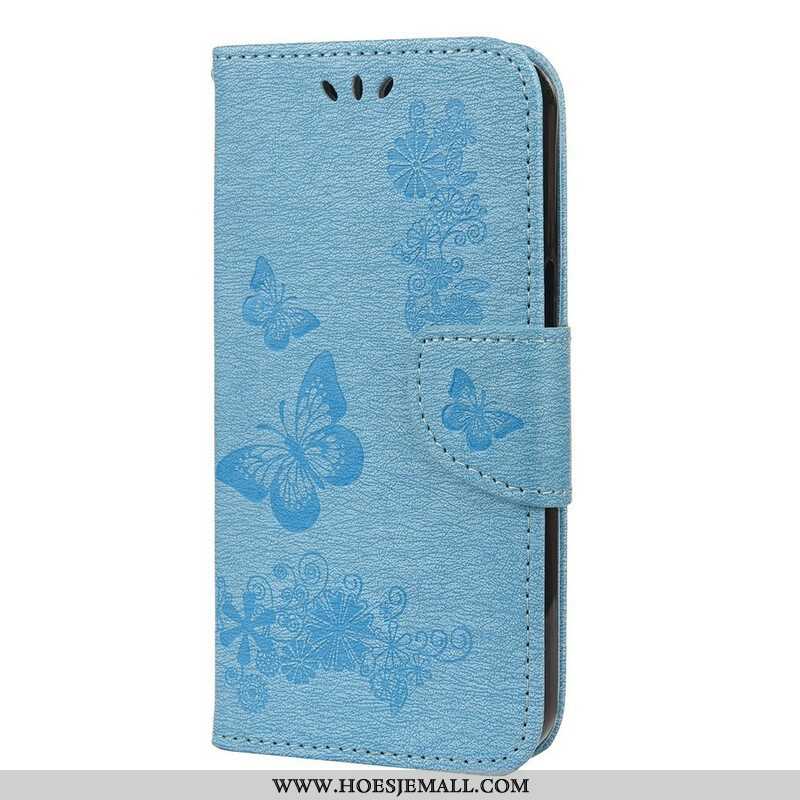 Folio-hoesje voor iPhone 13 Mini Met Ketting Prachtige Riemvlinders