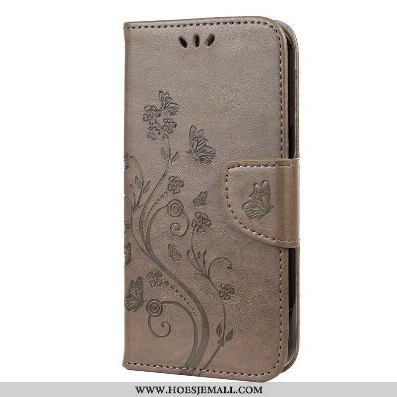 Folio-hoesje voor iPhone 13 Mini Met Ketting Strakke Bloemen