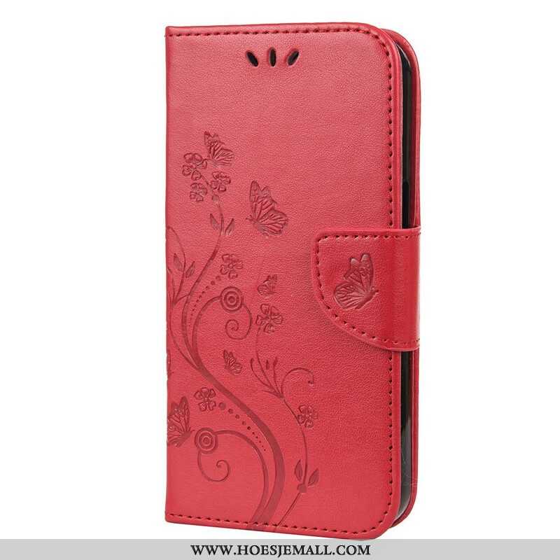 Folio-hoesje voor iPhone 13 Mini Met Ketting Strakke Bloemen