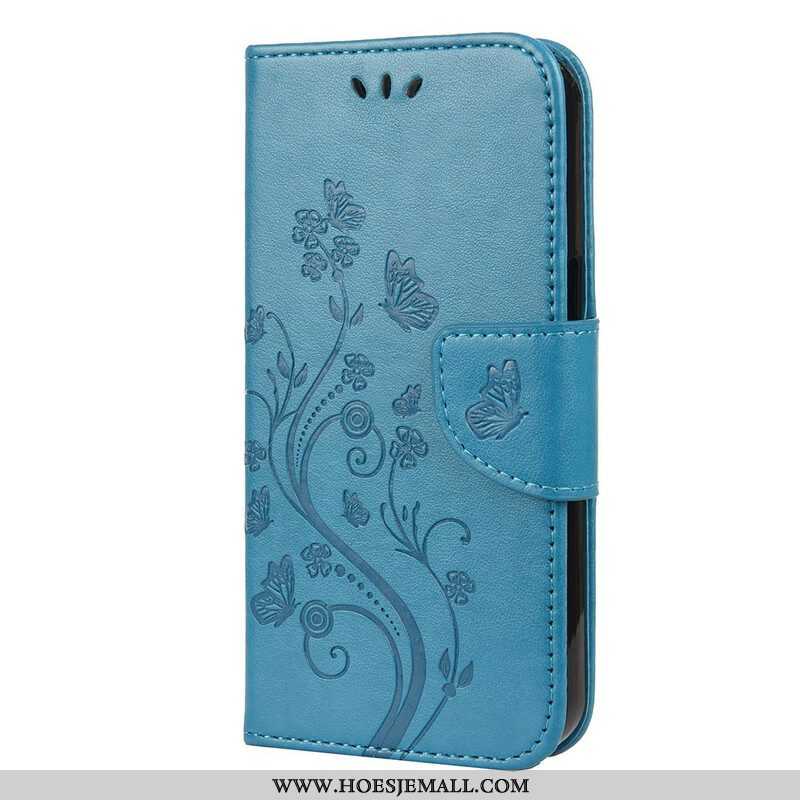 Folio-hoesje voor iPhone 13 Mini Met Ketting Strakke Bloemen