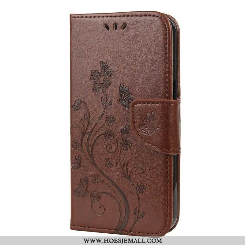 Folio-hoesje voor iPhone 13 Mini Met Ketting Strakke Bloemen