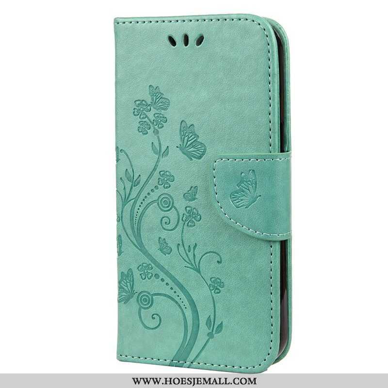 Folio-hoesje voor iPhone 13 Mini Met Ketting Strakke Bloemen