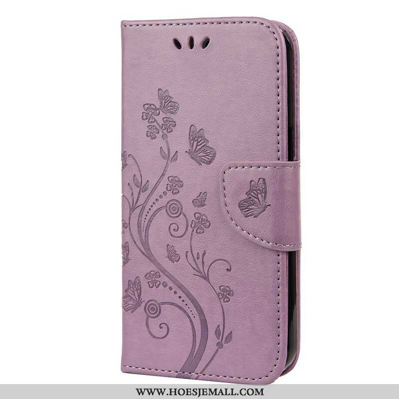 Folio-hoesje voor iPhone 13 Mini Met Ketting Strakke Bloemen