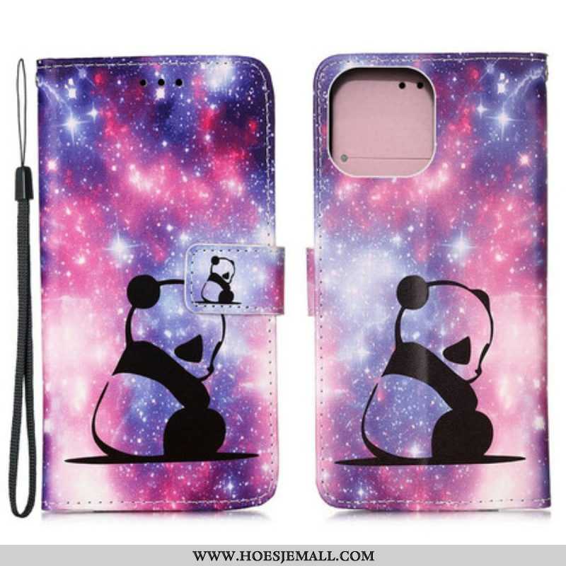 Leren Hoesje voor iPhone 13 Mini Panda Galaxy