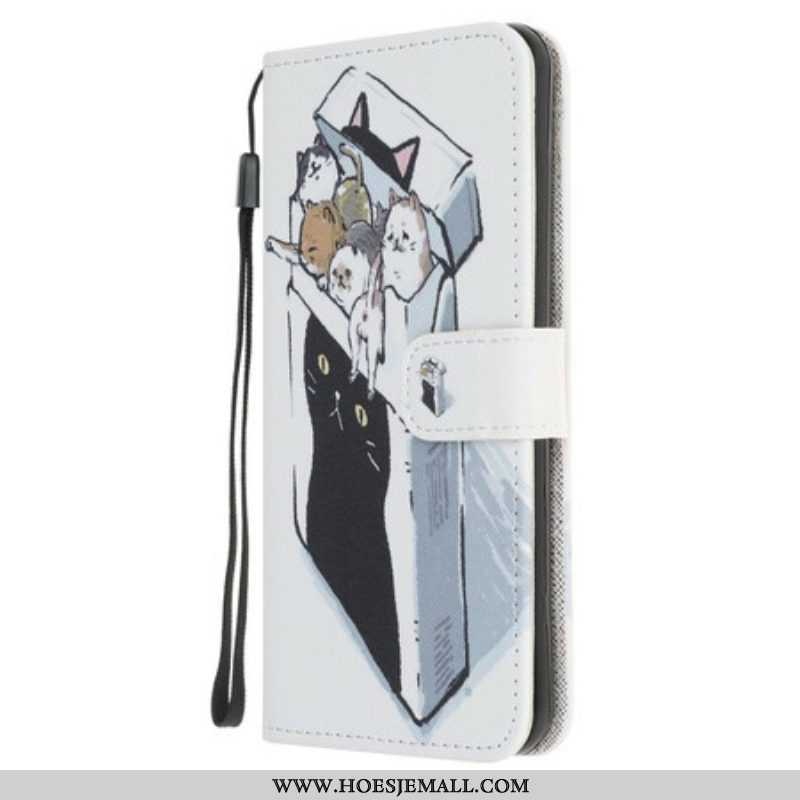 Leren Hoesje voor iPhone 13 Mini Met Ketting Levering Katten Met Strings