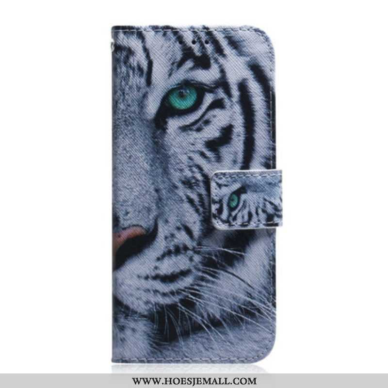 Leren Hoesje voor iPhone 13 Mini Tijger Gezicht