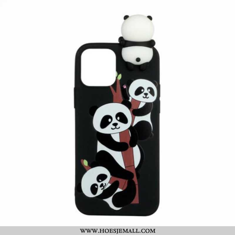 Hoesje voor iPhone 13 Mini 3d Panda's Op Bamboe