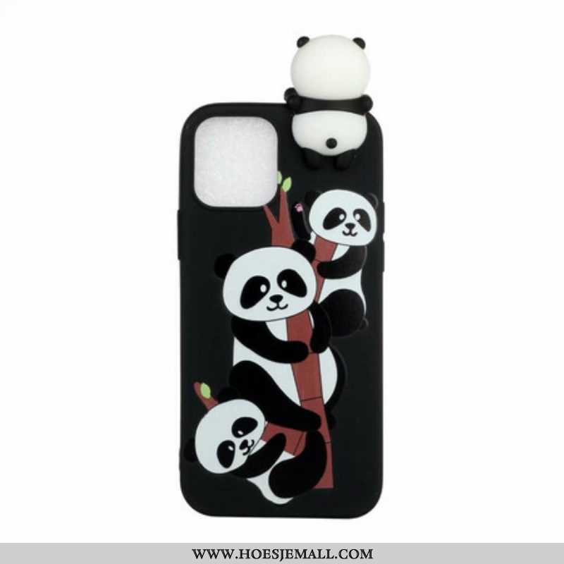 Hoesje voor iPhone 13 Pro Max 3d Panda's Op Bamboe