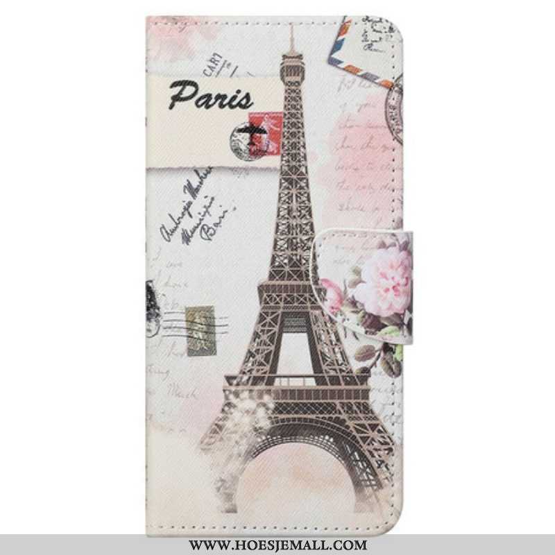 Flip Case voor iPhone 13 Pro Max Retro Eiffeltoren