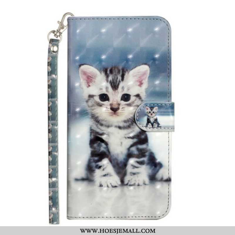 Leren Hoesje voor iPhone 13 Pro Max Met Ketting Kitten Light Spots Met Riem