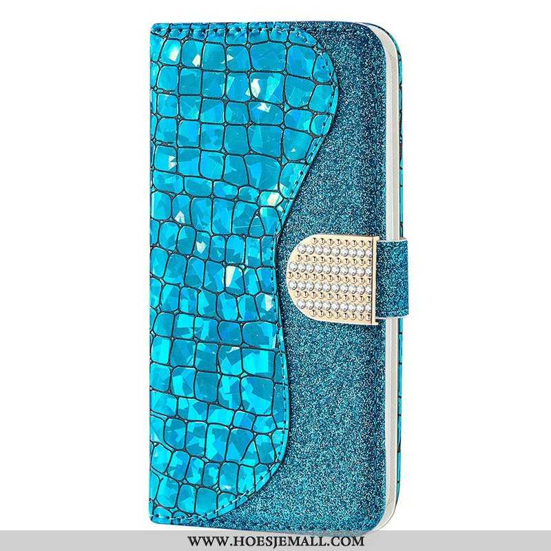 Leren Hoesje voor iPhone 13 Pro Max Krokodil Diamanten