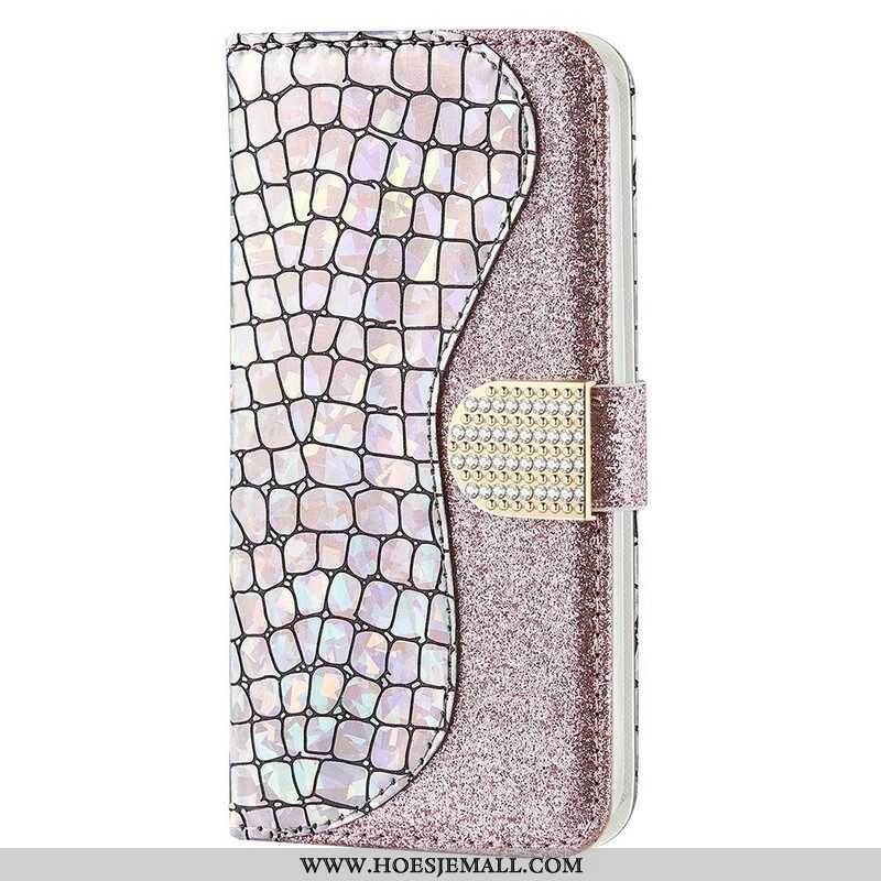 Leren Hoesje voor iPhone 13 Pro Max Krokodil Diamanten