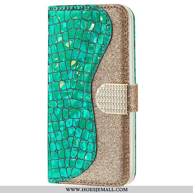 Leren Hoesje voor iPhone 13 Pro Max Krokodil Diamanten