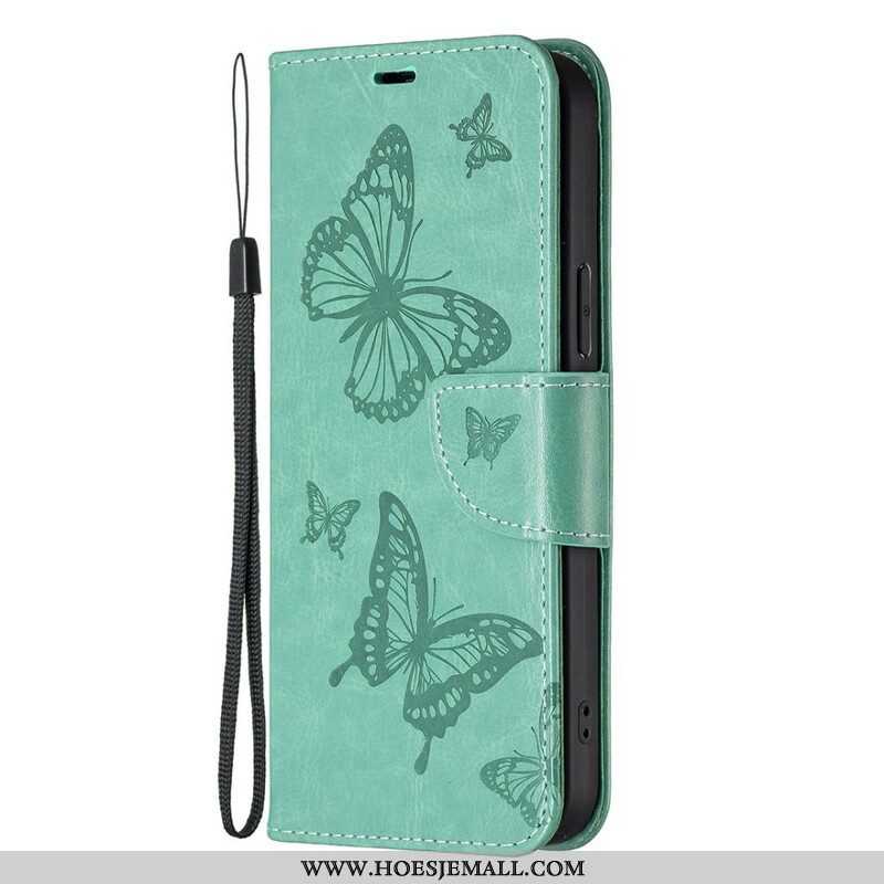 Folio-hoesje voor iPhone 13 Pro Max Flip Case Vlinders En Schuine Klep