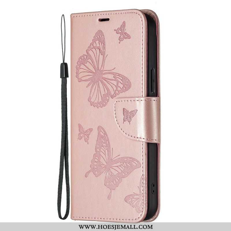 Folio-hoesje voor iPhone 13 Pro Max Flip Case Vlinders En Schuine Klep