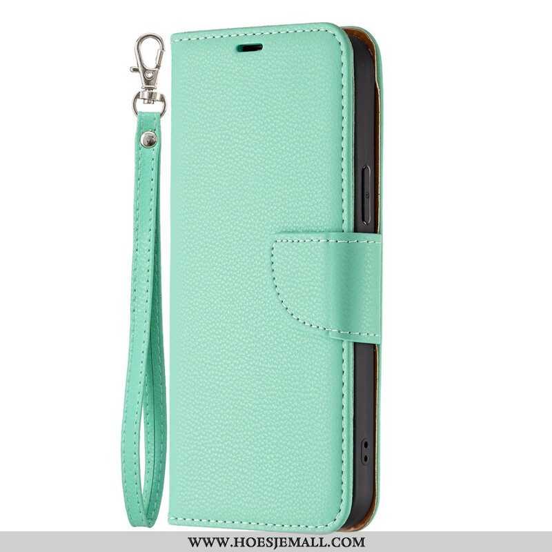 Leren Hoesje voor iPhone 13 Pro Max Met Ketting Gekleurde Lychee Leren Bandjes Met Leereffect