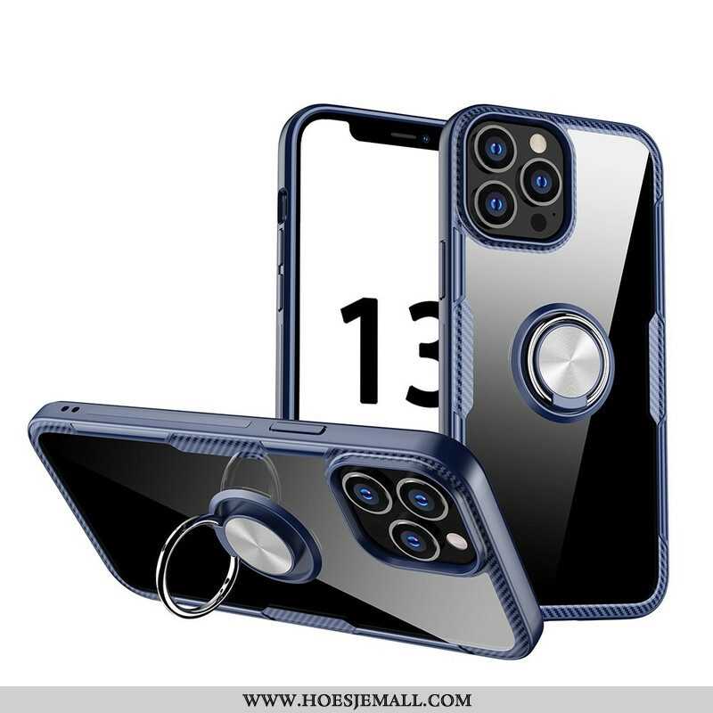 Hoesje voor iPhone 13 Pro Max Koolstofvezel Metalen Ring