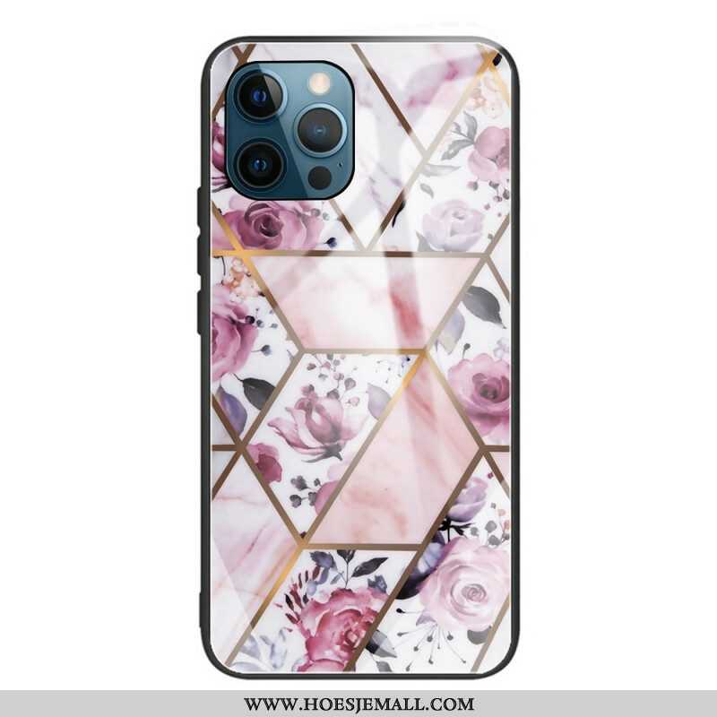 Hoesje voor iPhone 13 Pro Max Geometrie Marmer Gehard Glas