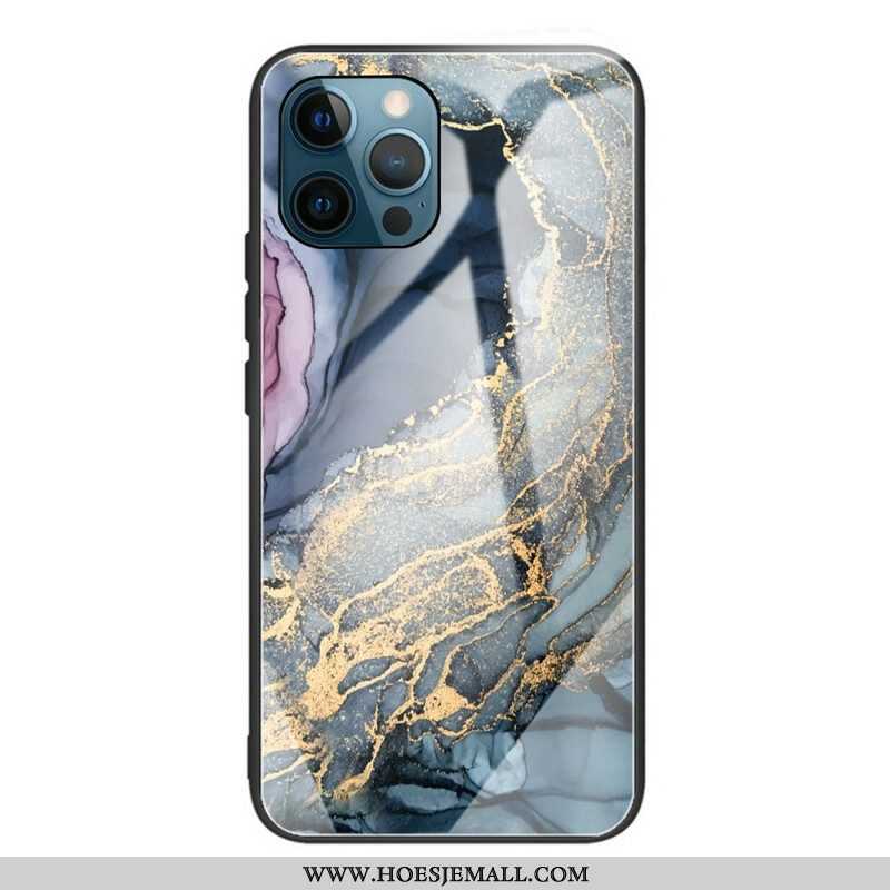 Hoesje voor iPhone 13 Pro Max Marmer Gehard Glas