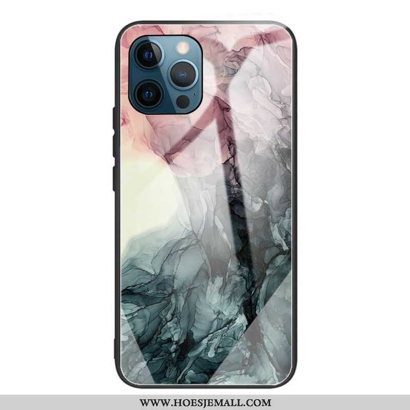 Hoesje voor iPhone 13 Pro Max Marmer Gehard Glas