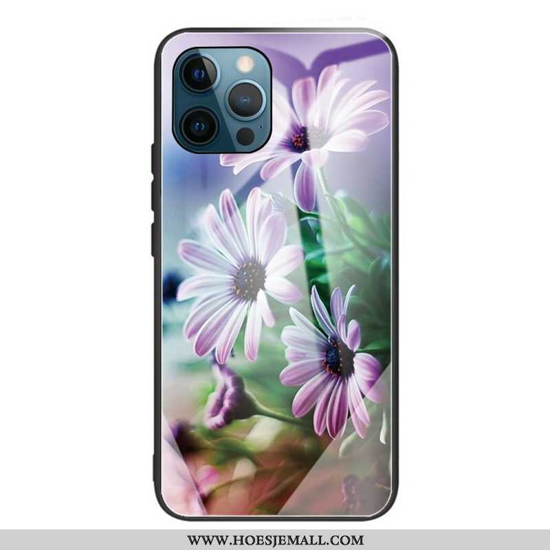 Hoesje voor iPhone 13 Pro Gehard Glas Realistische Bloemen