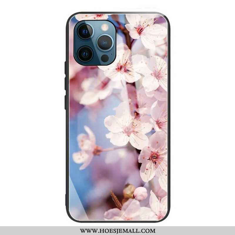 Hoesje voor iPhone 13 Pro Gehard Glas Realistische Bloemen