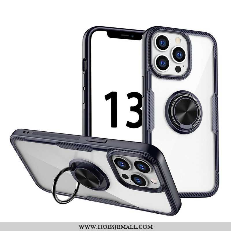 Hoesje voor iPhone 13 Pro Koolstofvezel Metalen Ring