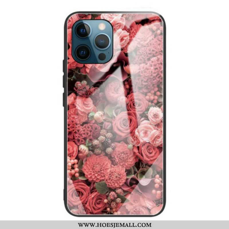 Telefoonhoesje voor iPhone 13 Pro Rose Bloemen Gehard Glas