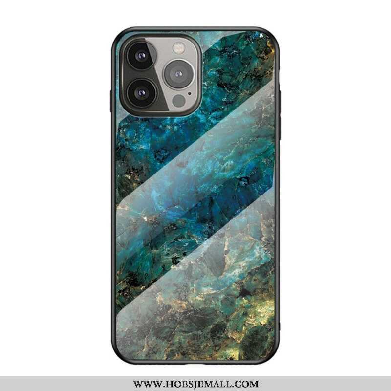 Hoesje voor iPhone 13 Pro Marmeren Kleuren Gehard Glas